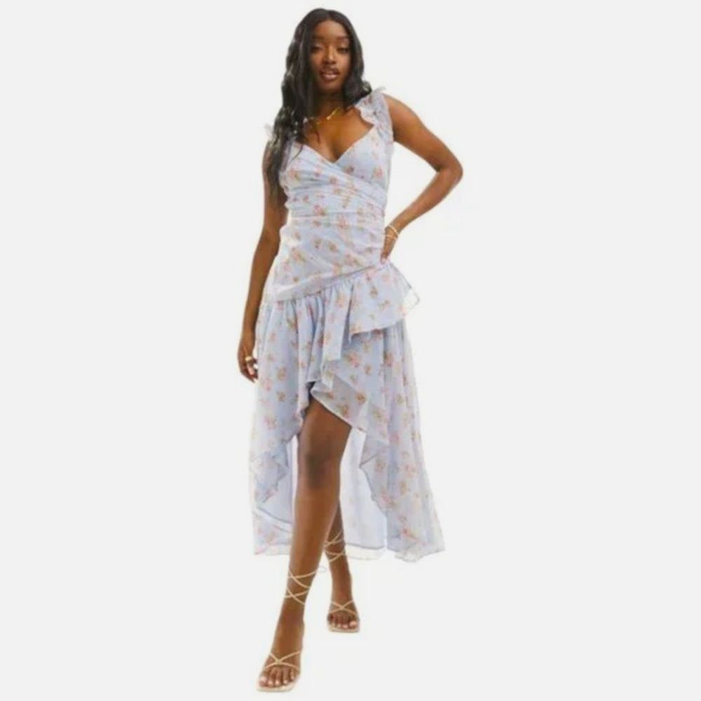 Abercrombie & Fitch Floral Asymmetric Ruffle Maxi Dress Size Small NWT Tiered